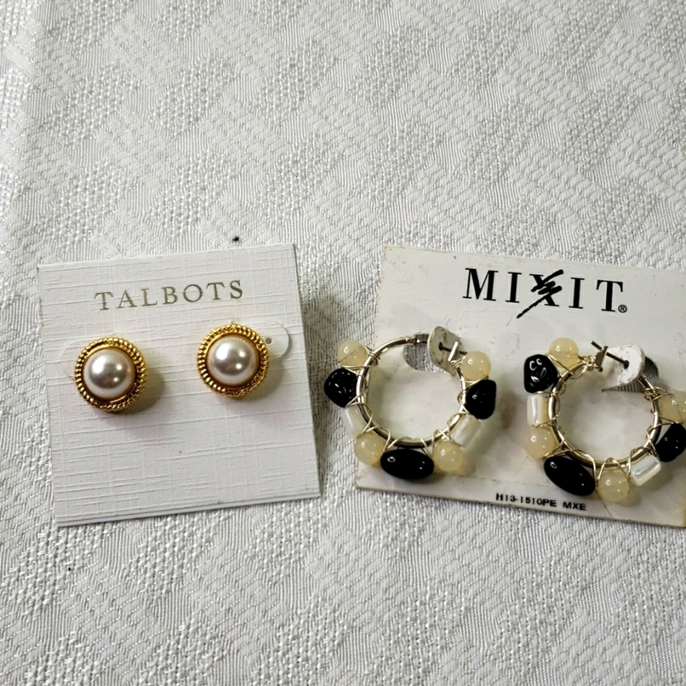 2 New pair pierced earrings Talbots Mixit  NWOT